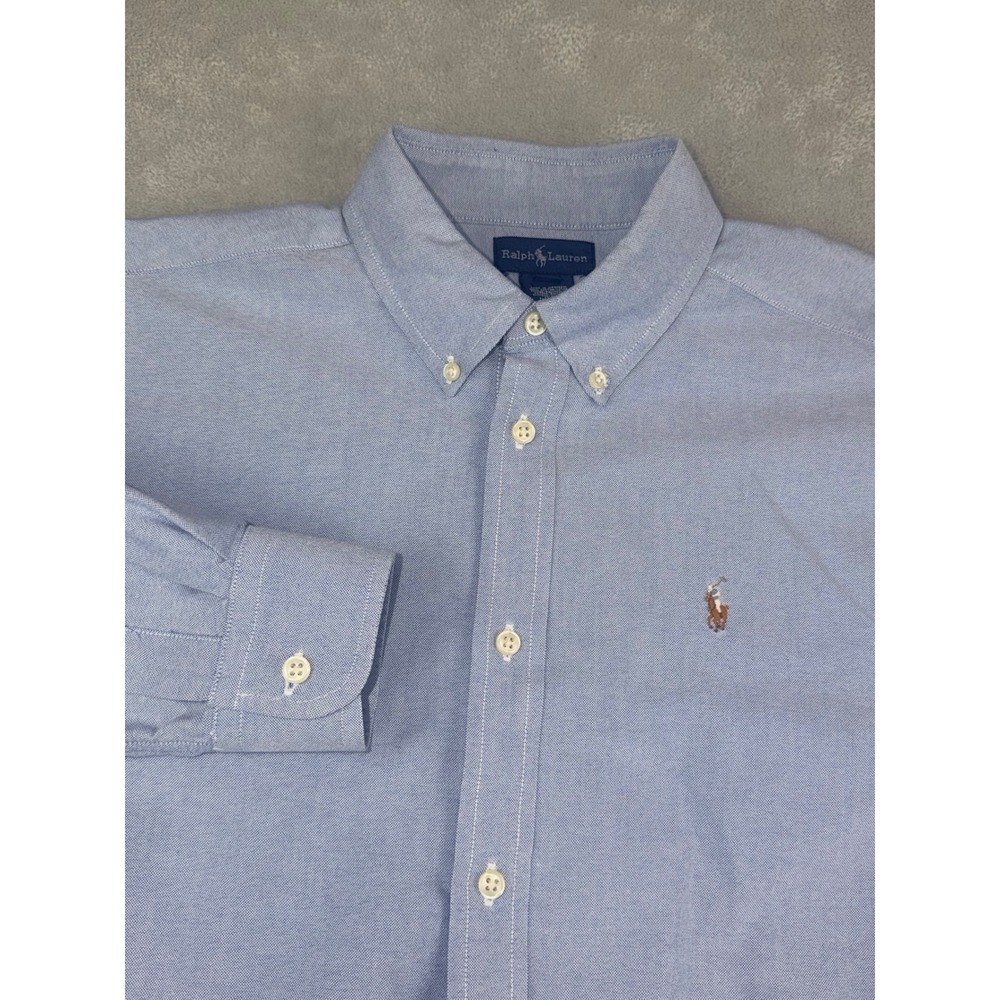 Ralph Lauren Boys Light Blue Oxford Button Down Shirt Size 20 Long Sleeve Pony